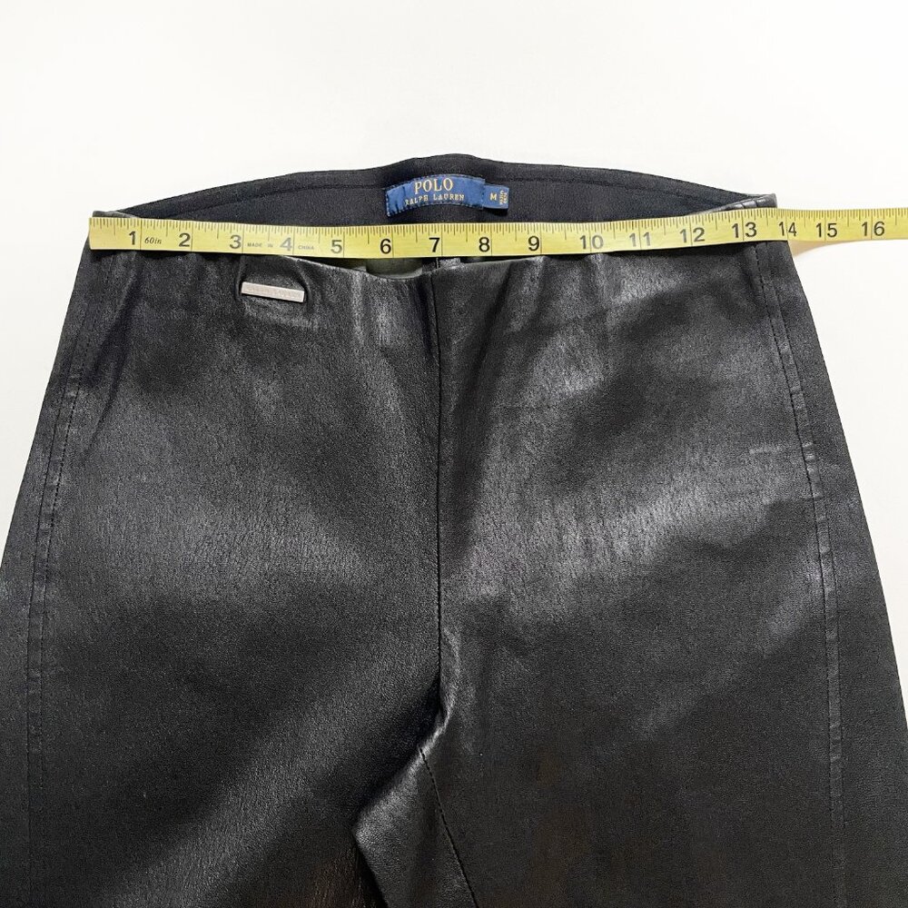 Polo Ralph Lauren Lamb Leather Skinny Trouser Leggings Black Size Medium - Picture 10 of 13